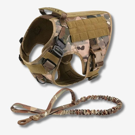 Camouflage escape proof dog harness and leash combo