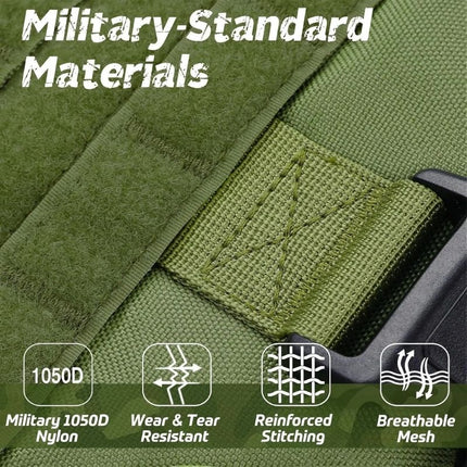 Close-up military dog harness UK with reinforced stitching