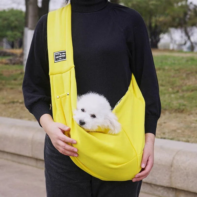 Cozy dog sling carrier for outdoor walks