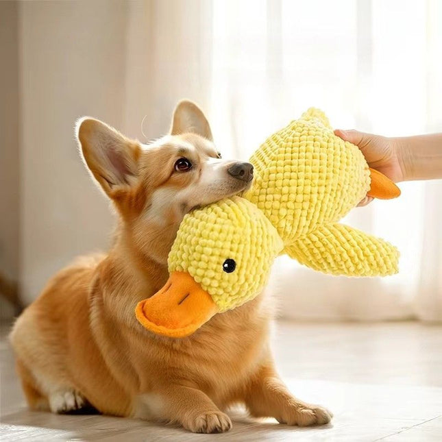 Dog biting durable yellow duck chew toy