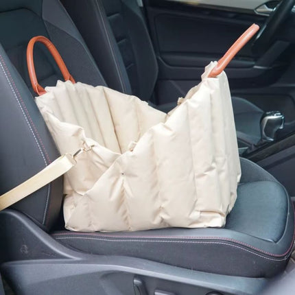 Dog car seat carrier featuring spacious padded sides for secure and comfortable travel