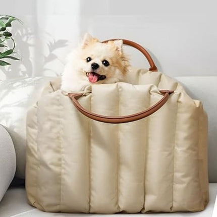 Dog car seat with soft plush cushion for safe travel