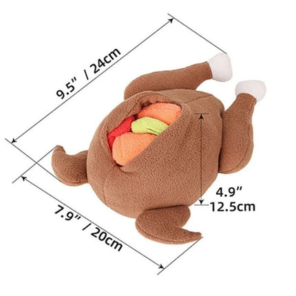 Plush turkey snuffle toy dimensions in cm and inches