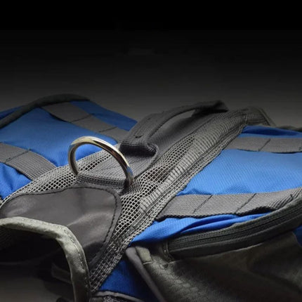 Reinforced dog backpack harness handle with leash ring