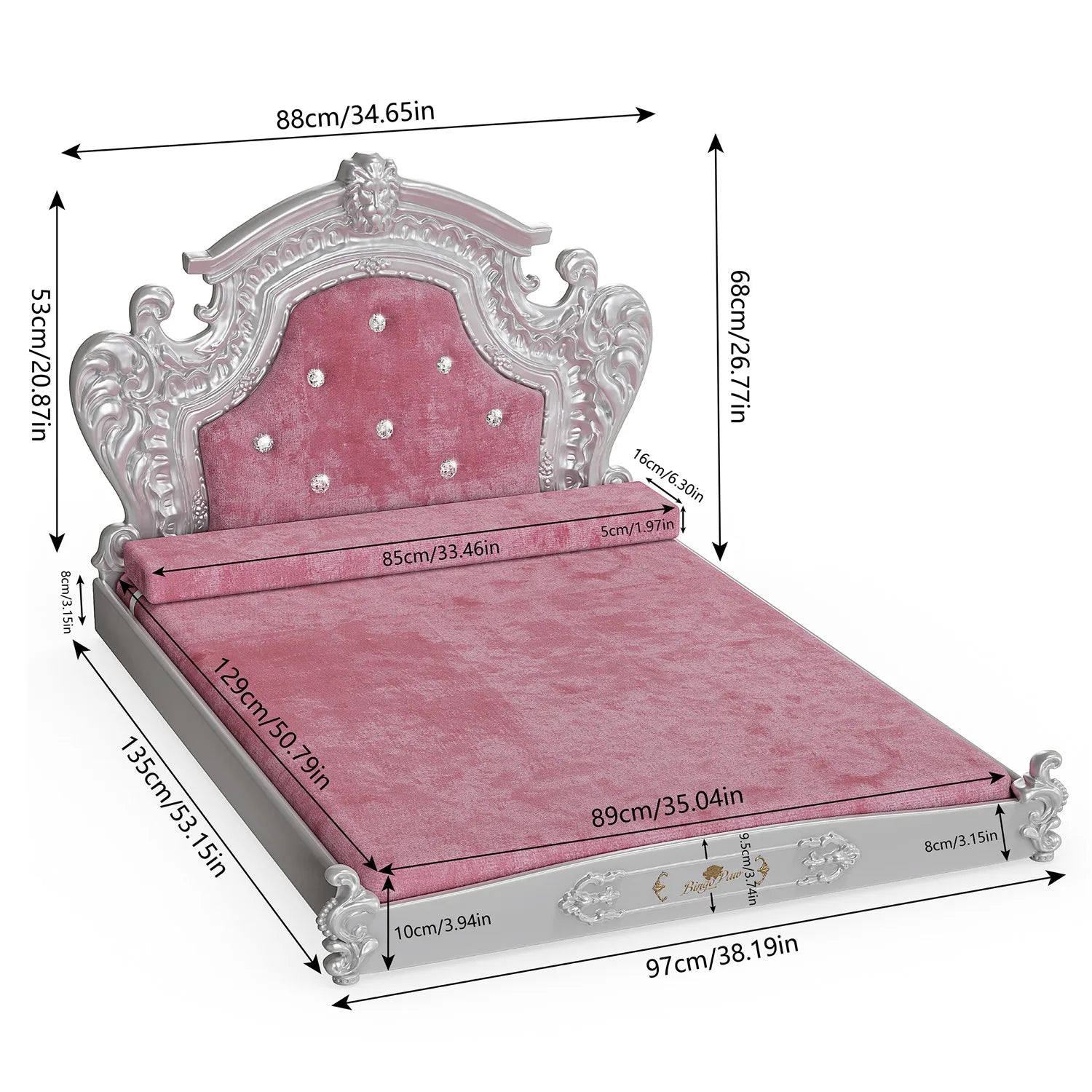 Luxury Dutch Velvet Pet Bed with Headboard - Peppy Puppy