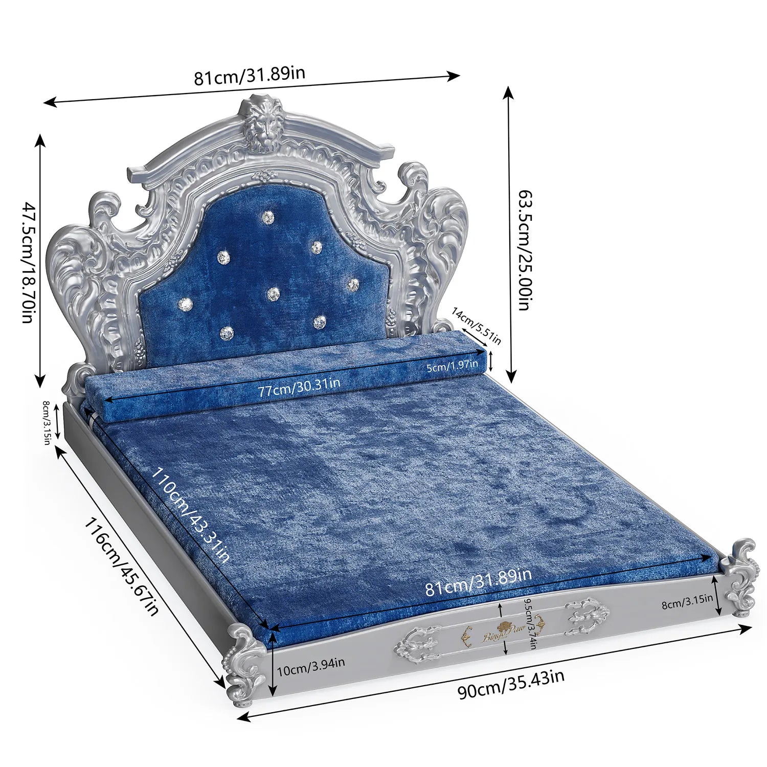 Luxury Dutch Velvet Pet Bed with Headboard - Peppy Puppy