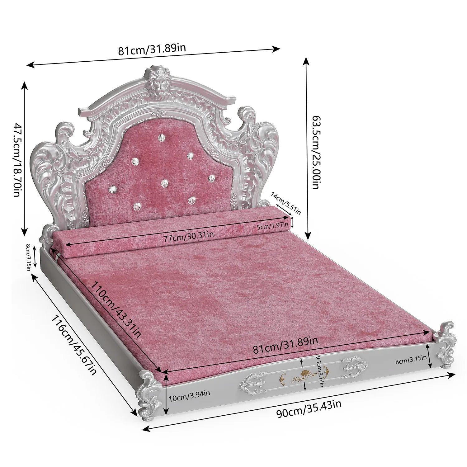 Luxury Dutch Velvet Pet Bed with Headboard - Peppy Puppy