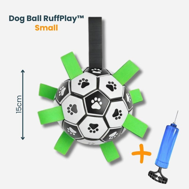 Small dog toy ball RuffPlay with included inflating pump