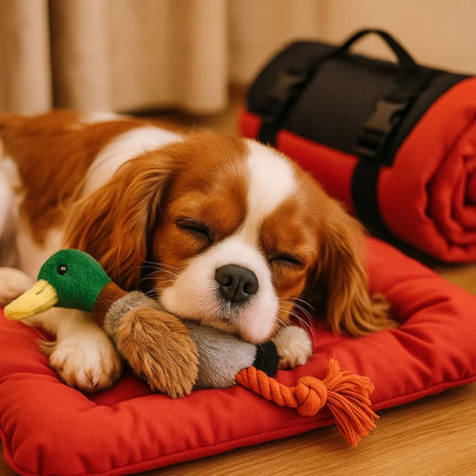 Travel dog bed with Cavalier sleeping waterproof and portable