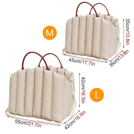 Two dog car seat sizes large and medium with red handles