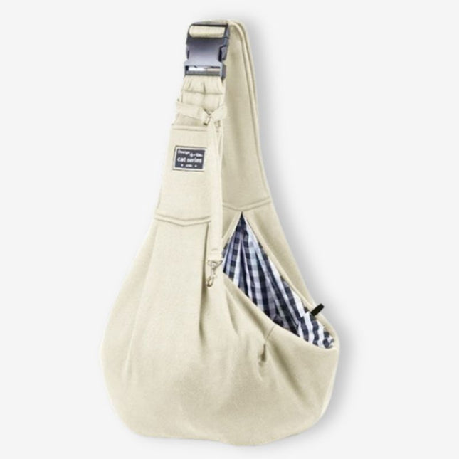 White dog sling carrier with comfortable design for small dogs