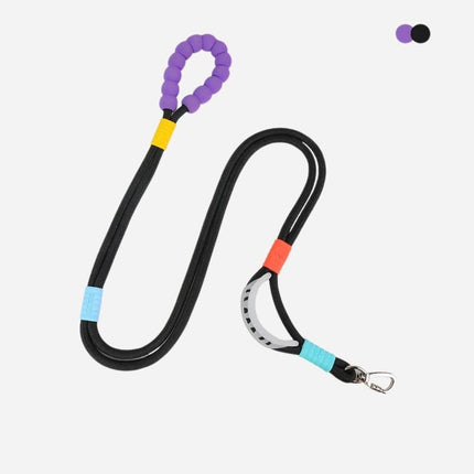 black dog leash with purple bubblegrip handle