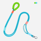 blue dog leash with green bubblegrip handle