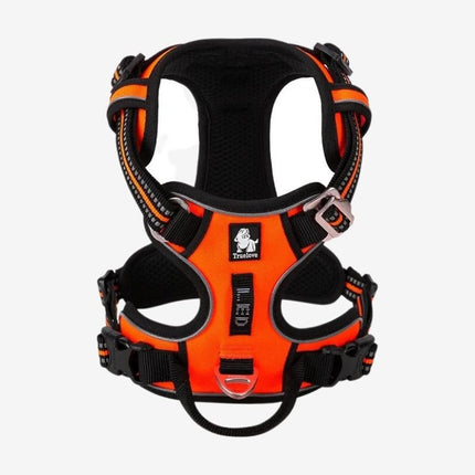dog harness for no pulling with handle orange black