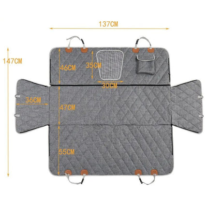 dog car hammock protector with size measurements for easy fit