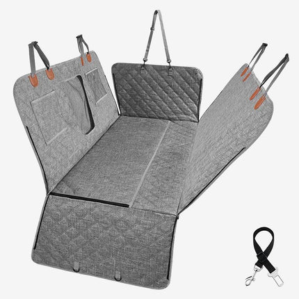 gray quilted vehicle seat covers for dogs with mesh window