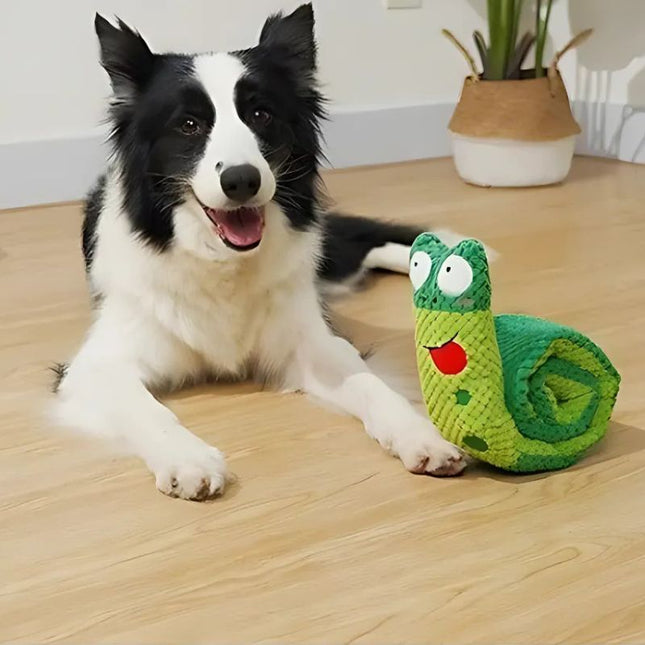 interactive dog toy with puppy and plush snail