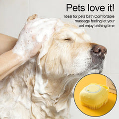 PuppyScrub 3 - in - 1 Silicone Dog Bath Brush with Shampoo Dispenser & Gentle Massage Bristles - Peppy Puppy