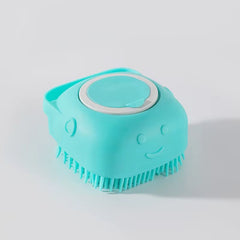 PuppyScrub 3 - in - 1 Silicone Dog Bath Brush with Shampoo Dispenser & Gentle Massage Bristles - Peppy Puppy