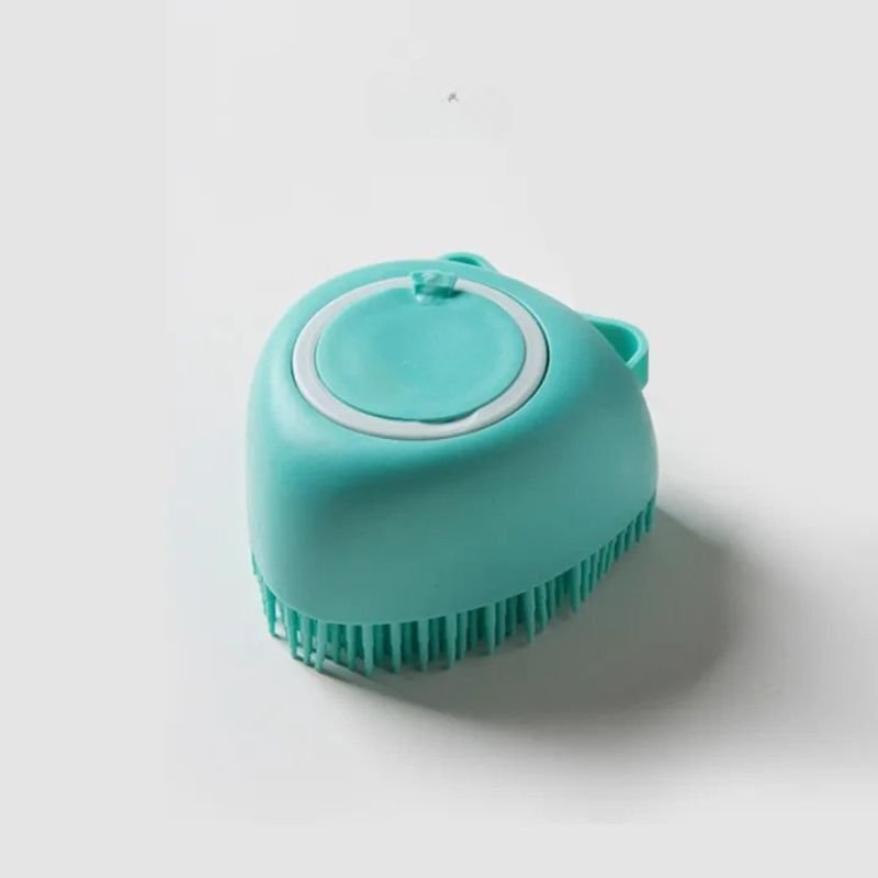 PuppyScrub 3 - in - 1 Silicone Dog Bath Brush with Shampoo Dispenser & Gentle Massage Bristles - Peppy Puppy