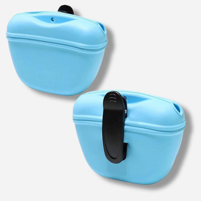 sky blue dog treat pouch clip design